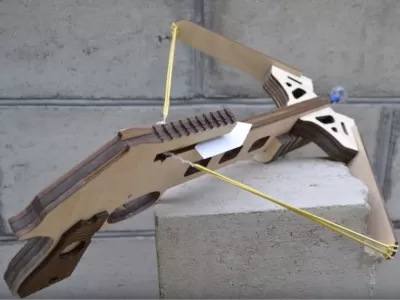 Lazer Kesim Yaylı Tüfek 3D Ahşap Puzzle Ücretsiz Vektör CDR çizimi