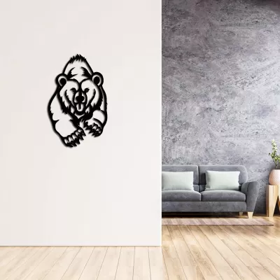 Lazer Kesim Boz Ayı Duvar Dekoru DXF Dosyası DXF çizimi