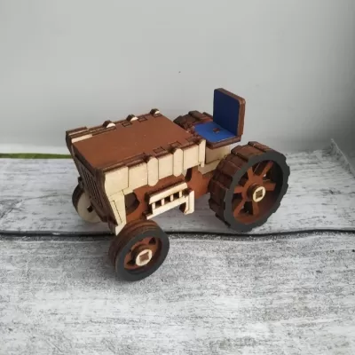 Lazer Kesim Ahşap Traktör Modeli 4mm Ücretsiz Vektör CDR çizimi