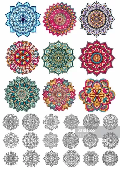 Mandala Serbest Vektör CDR çizimi