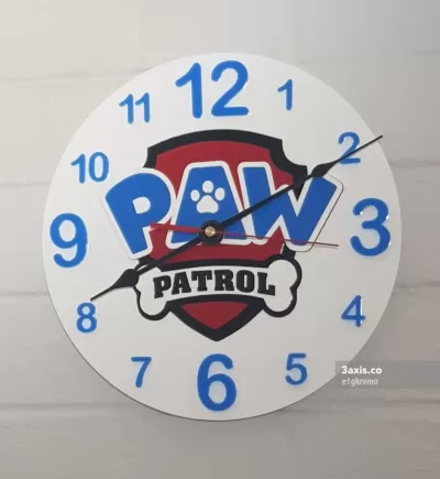 Lazer Kesim Akrilik Paw Patrol Duvar Saati SVG Dosyası SVG çizimi