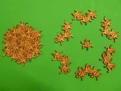 Mozaik Kertenkele Yapboz dxf Dosyası DXF çizimi