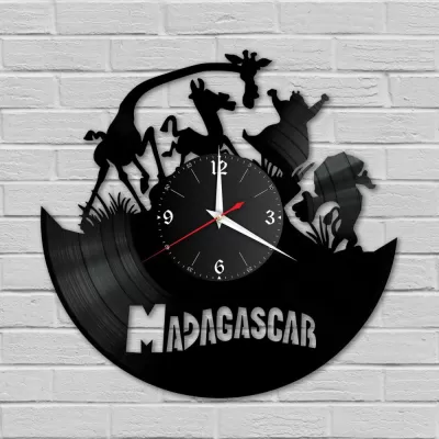 Lazer Kesim Madagaskar Vinil Duvar Saati Ücretsiz Vektör CDR çizimi