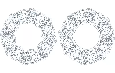 Gül çerçevesi dxf dosyası DXF çizimi