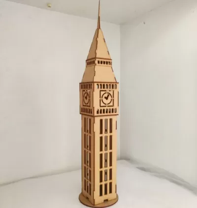 Lazer Kesim Big Ben Londra 3D Puzzle DXF Dosyası DXF çizimi