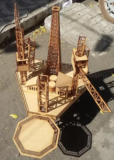 Lazer Kesim Petrol Platformu 3D Puzzle Ücretsiz Vektör CDR çizimi