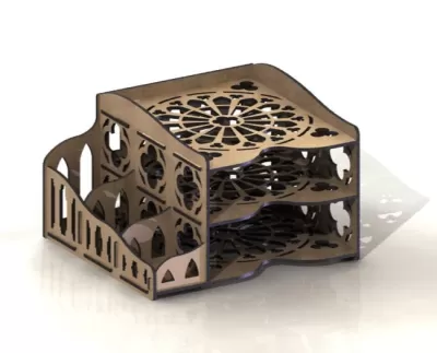Lazer Kesim Modern Masa Organizeri DXF Dosyası DXF çizimi