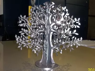 Lazer kesim, geçmeli, ayakta duran ağaç DWG çizimi