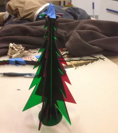 Lazer Kesim Akrilik Masa Üstü Noel Ağacı DXF Dosyası DXF çizimi