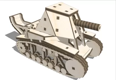 Lazer Kesim SU-18 Tankı 3D Puzzle DXF Dosyası DXF çizimi