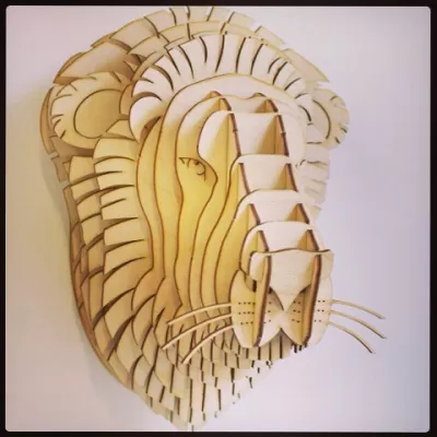 Lazer Kesim Aslan Başı Ödülü 3D Puzzle Ücretsiz Vektör CDR çizimi