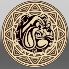 Lazer Kesim Katmanlı Bulldog Ücretsiz Vektör CDR çizimi