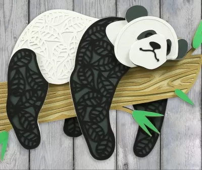 Lazer Kesim Panda Bahçe Duvar Dekoru DXF Dosyası DXF çizimi
