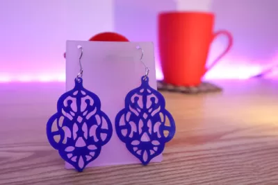 Lazer Kesim Çiçekli Küpe Tasarımı DXF Dosyası DXF çizimi