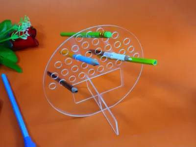 Lazer Kesim Sevimli Yuvarlak Şekilli Kalemlik Akrilik 3mm DXF Dosyası DXF çizimi