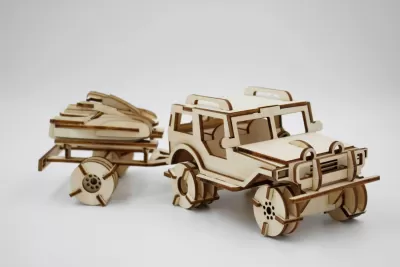 Lazer Kesim Jeep 3D Puzzle Ücretsiz Vektör CDR çizimi