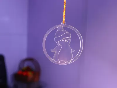 Lazer Kesim Penguen Süsü Noel Ağacı Akrilik Oyma Dekor Ücretsiz Vektör CDR çizimi