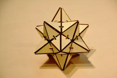 Lazer Kesim Ahşap 3D Yıldız Ücretsiz Vektör CDR çizimi