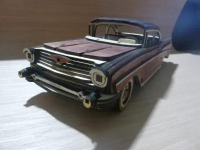 Lazer Kesim Chevrolet Bel Air 1957 3D Puzzle Ücretsiz Vektör CDR çizimi