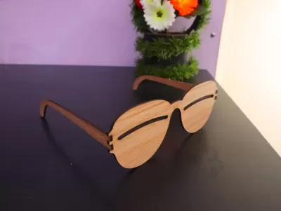 Lazer Kesim Ahşap Güneş Gözlüğü 3mm DXF Dosyası DXF çizimi