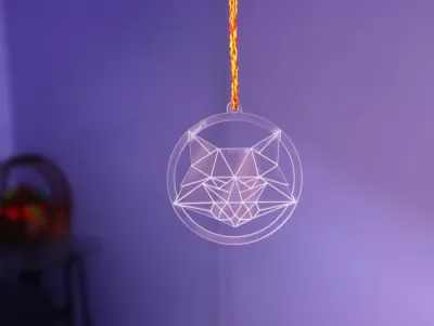 Lazer Kesim Tilki Akrilik Oyma Kolye DXF Dosyası DXF çizimi