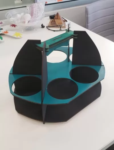 Lazer Kesim 6'lı Fincan Kahve Taşıma Kutusu 3mm DXF Dosyası DXF çizimi