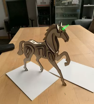Lazer Kesim Unicorn 3D Puzzle SVG Dosyası SVG çizimi