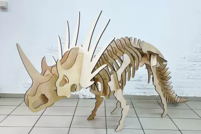 Lazer Kesim Triceratops 3D Puzzle 6mm Ücretsiz Vektör CDR çizimi