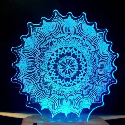 Lazer Kesim Mandala Gece Lambası LED Lamba DXF Dosyası DXF çizimi