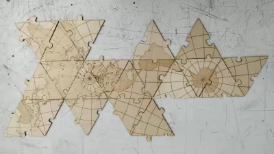 Lazer Kesim Dymaxion Dünya Haritası DXF Dosyası DXF çizimi
