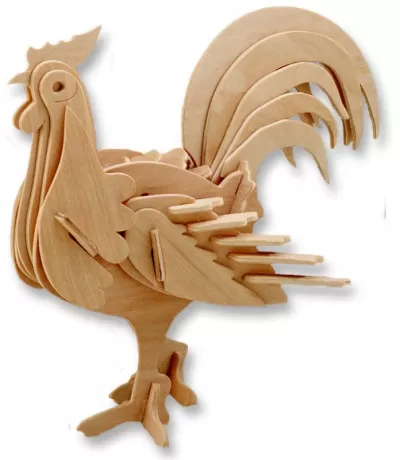Lazer Kesim Horoz 3D Puzzle DXF çizimi