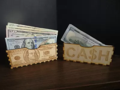 Lazer Kesim Dolar Banknot Tutucu Ücretsiz Vektör CDR çizimi