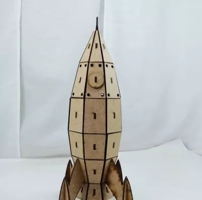 Lazer Kesim Ahşap Roket 3mm DXF Dosyası DXF çizimi