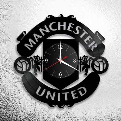 Lazer Kesim Manchester United Vinil Duvar Saati DXF Dosyası DXF çizimi