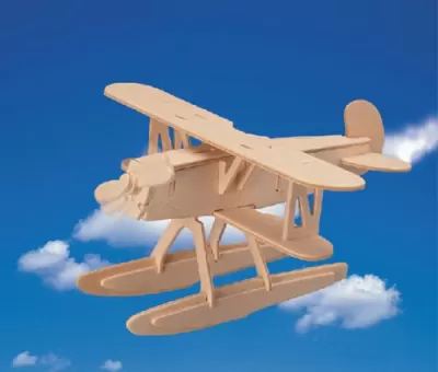 Lazer Kesim Pontonlu Uçak 3D Puzzle DXF Dosyası DXF çizimi