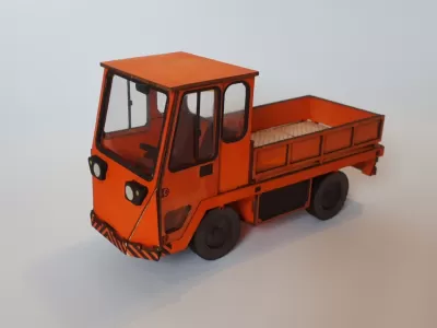 Lazer Kesim Elektrikli Kamyon 3D Puzzle DXF Dosyası DXF çizimi