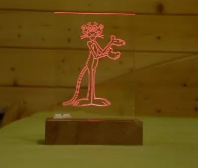 Lazer Kesim Pembe Panter 3D Akrilik Lamba DXF Dosyası DXF çizimi