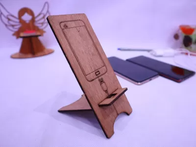 Lazer Kesim Ahşap Telefon Standı 3mm Ücretsiz Vektör CDR çizimi
