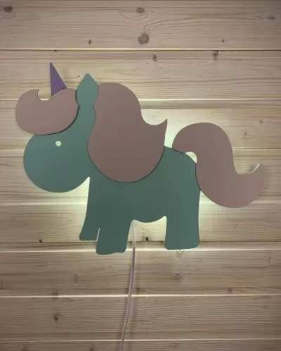 Lazer Kesim Unicorn Lamba Çocuk Odası Duvar Dekoru CDR çizimi