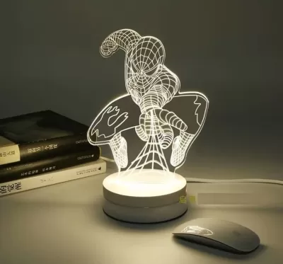 Lazer Kesim Örümcek Adam Akrilik 3D Lamba Ücretsiz Vektör CDR çizimi