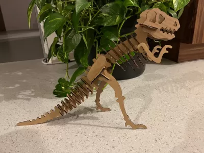 Lazer Kesim T-Rex 3D Puzzle DXF Dosyası DXF çizimi