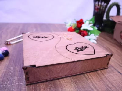 Lazer Kesim Ahşap Takı Kutusu 3mm Ücretsiz Vektör CDR çizimi