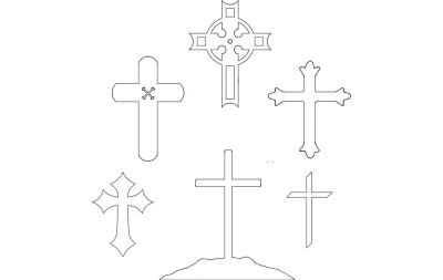 Hristiyan Haç Koleksiyonu dxf Dosyası DXF çizimi