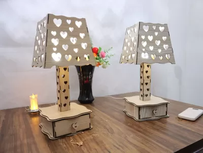 Lazer Kesim Masa Lambası MDF 3mm Ücretsiz Vektör CDR çizimi