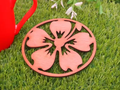 Lazer Kesim Hibiskus Çiçeği Çay Altlığı Ücretsiz Vektör CDR çizimi