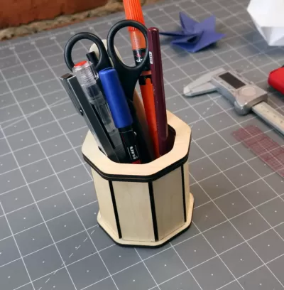 Lazer Kesim Ahşap Çokgen Kalemlik SVG Dosyası SVG çizimi