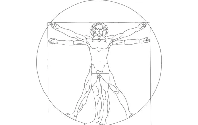 Davinci Vitruvius Adamı Çizgisel Çizim DXF Dosyası DXF çizimi