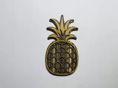 Lazer Kesim Ananas Ahşap Çok Katmanlı Dekor Ücretsiz Vektör CDR çizimi