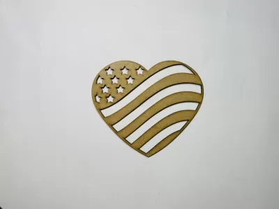Lazer Kesim Ahşap Amerikan Bayrağı Kalp Ücretsiz Vektör CDR çizimi