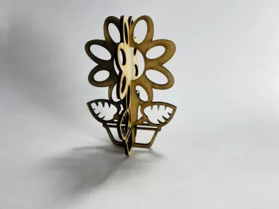 Lazer Kesim Çiçek 3D Stand Ücretsiz Vektör CDR çizimi